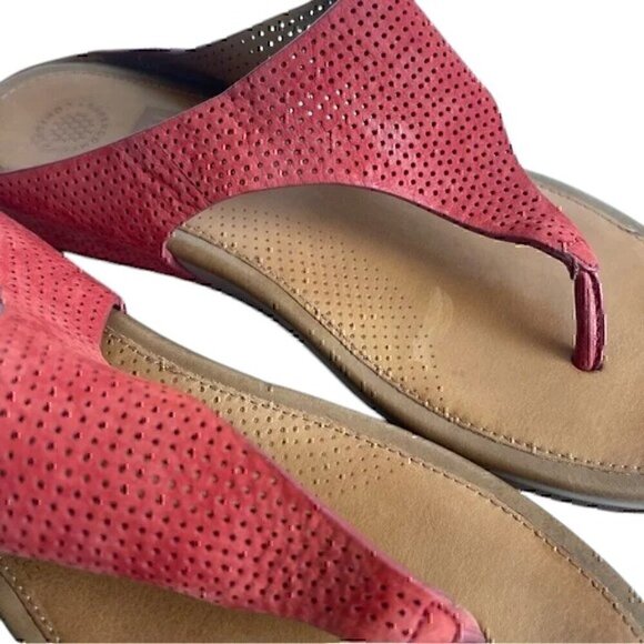 Fitflop Supercomff Women's Coral Red Leather Sandals size 7 - Picture 3 of 11